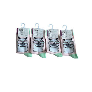 Two Left Feet Socks 4 Pairs Kids Ages 3-6 No Drama Llama Multicolor Novelty Calf